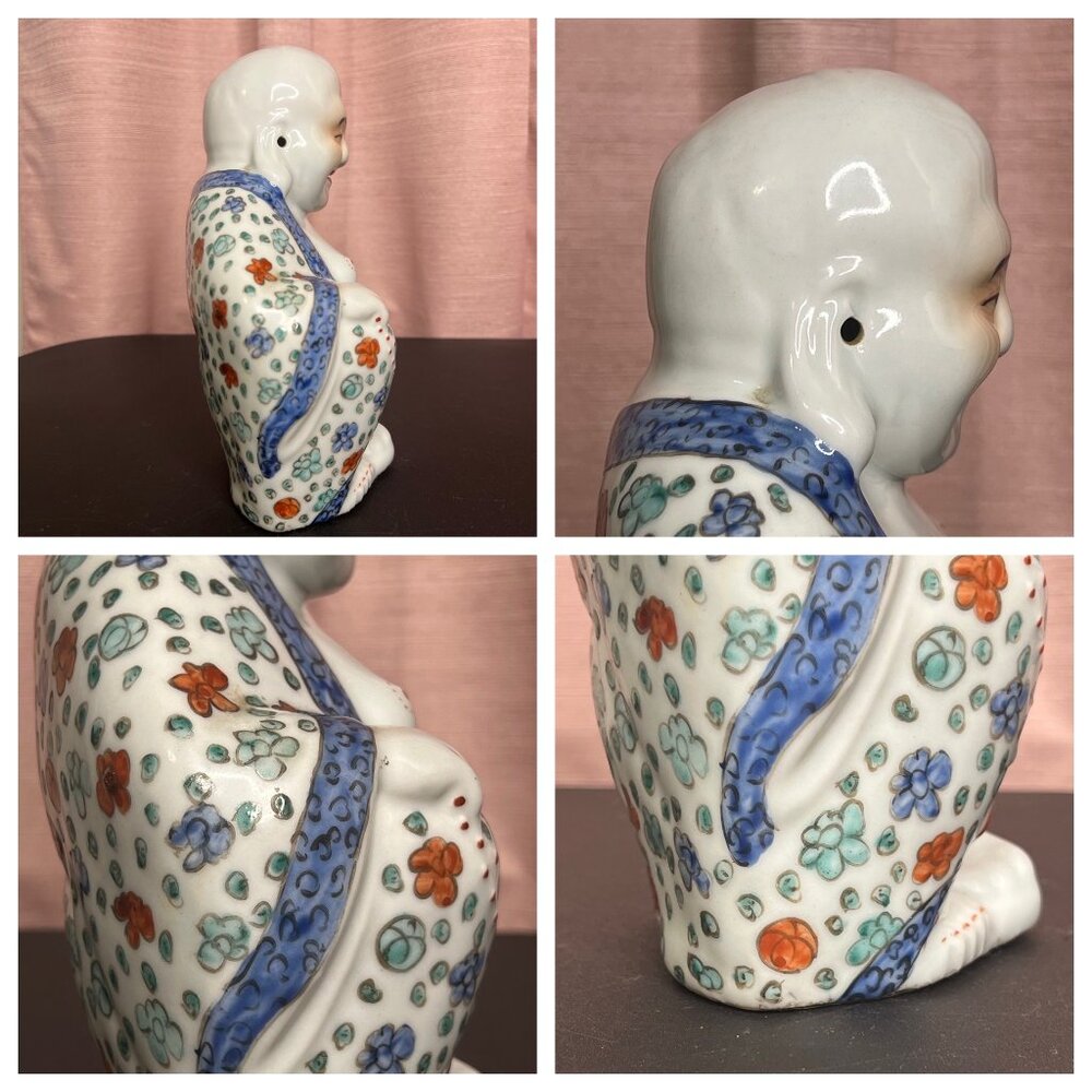 VTG Ceramic Laughing Buddha Figurine Symbol of happiness, wealth, & good fortune - Picture 13 of 16